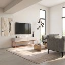 Ver imagem 5 de Rack Eros Estilo Industrial 140cm Sala Estar Off White/Cobre