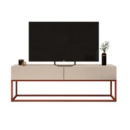 Rack Eros Estilo Industrial 140cm Sala Estar Off White/cobre - 1