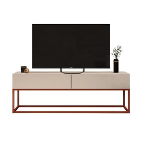 Rack Eros Estilo Industrial 140cm Sala Estar Off White/cobre