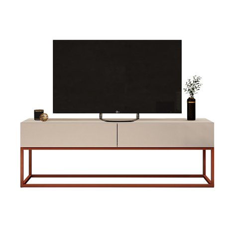 Rack Eros Estilo Industrial 140cm Sala Estar Off White/cobre