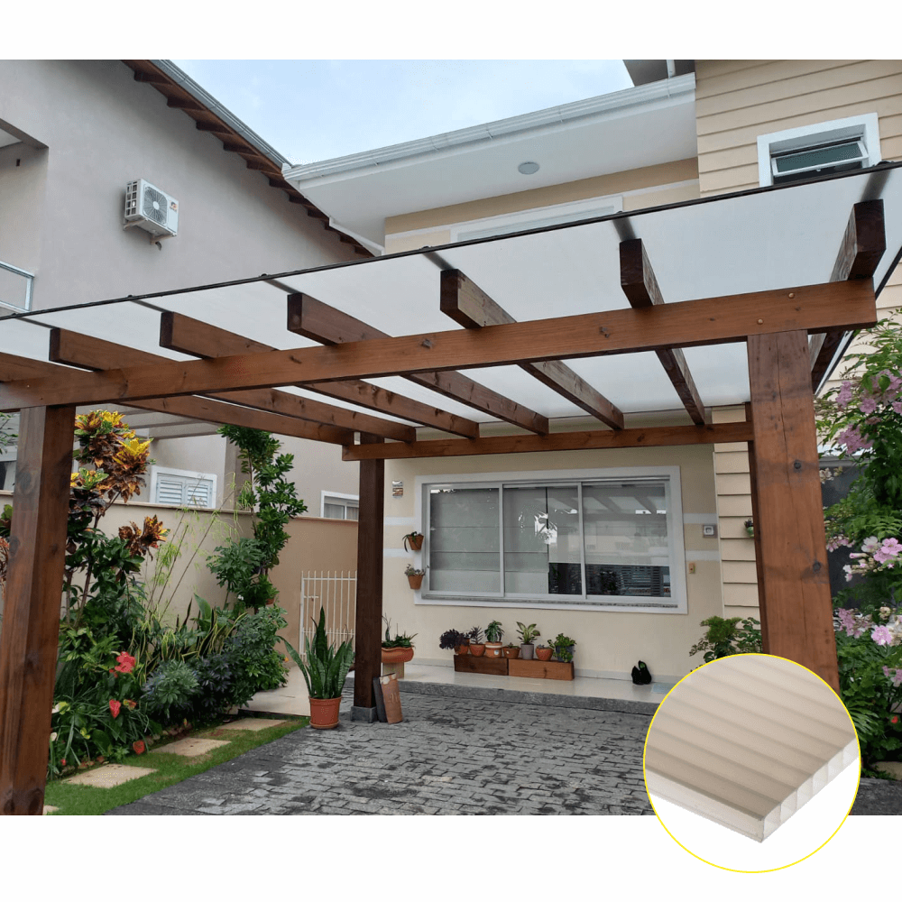 Cobertura Alveolar 6,00m x 6,00m - Branco Refletivo 6mm - 3