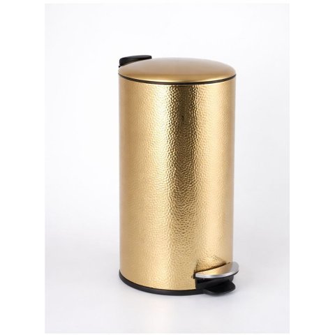 Lixeira Inox 30L Dourado Deluxe Lixo Pedal Grande Premium