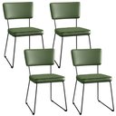 Ver imagem 1 de Kit 4 Cadeiras Decorativa Estofada Sala De Jantar Base Aço Allana L02 Facto Verde Musgo - Lyam