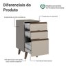 Balcão de Cozinha 40cm 3 Gavetas com Pés Nice Madesa - 4