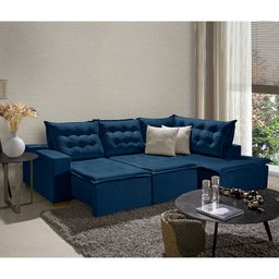 Sofá de Canto 5 Lugares Vitoria 270cm Retrátil e Reclinável com Tecido Veludo Nobre Sofatec - 1