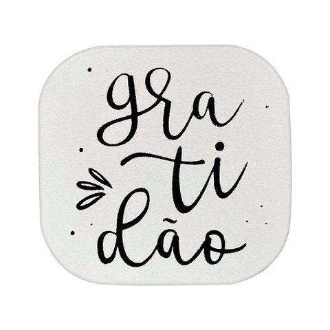 Suporte Decorativo de Madeira Gratidão Branco 6x6x5 cm - D’Rossi