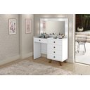 Ver imagem 1 de Penteadeira Camarim Luna 5 Gavetas Led Espelho Pés de Madeira Branco