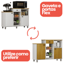 Ver imagem 2 de Fruteira 2 Portas 1 Gaveta 2 Cestos Balcão Microondas Flora - Branco/cinamomo