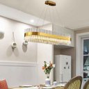 Ver imagem 3 de Lustre Luminaria Pendente Oval Cristais Design Moderno Decoraçao Luxo Teto Sala Quarto Mesa Cozinha