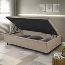 Ver imagem 1 de Cama Box Baú Solteirinho 78x188x42cm Corino Linho com Pistão a Gás