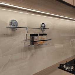 Barra para Pendurar Utensílios de Cozinha com Ventosa 50cm Aço Cromado - 3
