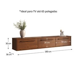 Rack Suspenso para Tv 75 sem Pés Madeira Castanho Tecca Idimex - 3