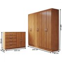 Ver imagem 4 de Guarda-roupa Luna 6 Portas 2 Gavetas com Cômoda 2 Portas 5 Gavetas Cinamomo - Panorama Móveis