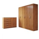 Ver imagem 3 de Guarda-roupa Luna 6 Portas 2 Gavetas com Cômoda 2 Portas 5 Gavetas Cinamomo - Panorama Móveis