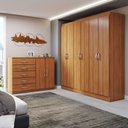 Ver imagem 1 de Guarda-roupa Luna 6 Portas 2 Gavetas com Cômoda 2 Portas 5 Gavetas Cinamomo - Panorama Móveis