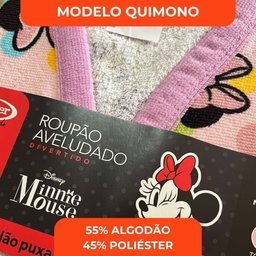 Roupão Aveludado Lepper Estampado Personagens Infantil Minnie M - 6
