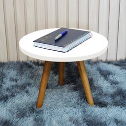 Mesa de Cento Apoio para Sala Decorativa Branco - 3