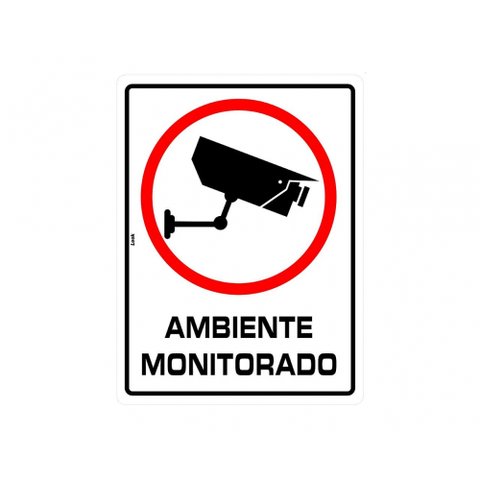 Placa Sinal.pvc 15x20cm Ambiente Monitorado Ref 1916