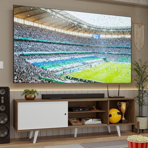 Rack para Tv até 80 Polegadas 160cm com Pés Rustic/branco Torino Madesa Rustic/branco