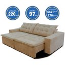 Ver imagem 7 de Sofá Amazonas 2,20 metros Retrátil com Molas Suede Veludo Light Castor - Sofá na Web