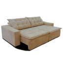 Ver imagem 1 de Sofá Amazonas 2,20 metros Retrátil com Molas Suede Veludo Light Castor - Sofá na Web