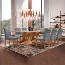 Ver imagem 1 de Conjunto Sala de Jantar Genova Tampo Vidro/MDF com 8 Cadeiras Smart Plus