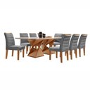 Ver imagem 2 de Conjunto Sala de Jantar Genova Tampo Vidro/MDF com 8 Cadeiras Smart Plus