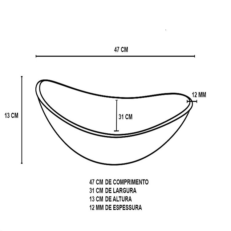 CUBA DE VIDRO OVAL 47CM BRANCA - 2