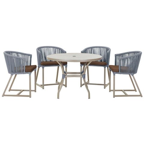 Mesa com 4 Cadeiras e Noronha Estofado 9 Trama Original Prata