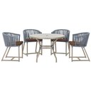 Ver imagem 1 de Mesa com 4 Cadeiras e Noronha Estofado 9 Trama Original Prata