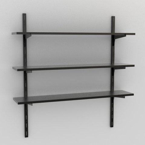 Kit 3 Prateleiras 90x25 + 4 Trilhos e 6 Suportes em Aço Preto Brasforma K3mp90x25x1.5uv