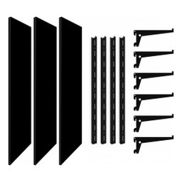 Kit 3 Prateleiras 90x25 + 4 Trilhos e 6 Suportes em Aço Preto Brasforma K3mp90x25x1.5uv - 2