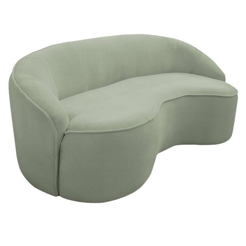 Sofá Curvo Montserrat 150cm 02 Lugares Bouclê Verde Claro - Casaepoltrona
