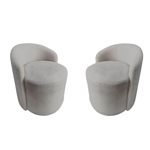 Kit 2 Poltronas Decorativa Yara Orgânica Bouclé Cinza Claro