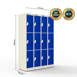 Armário de Aço 12 Portas - Nk 4303 Nilko Armários Azul Cadeado Padrão - 4
