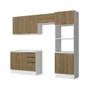 Ver imagem 2 de Armário de Cozinha Completa Torre Quente 100% Mdf 270cm Branco/nogueira Celeste Kappesberg
