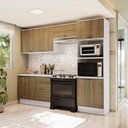 Ver imagem 1 de Armário de Cozinha Completa Torre Quente 100% Mdf 270cm Branco/nogueira Celeste Kappesberg