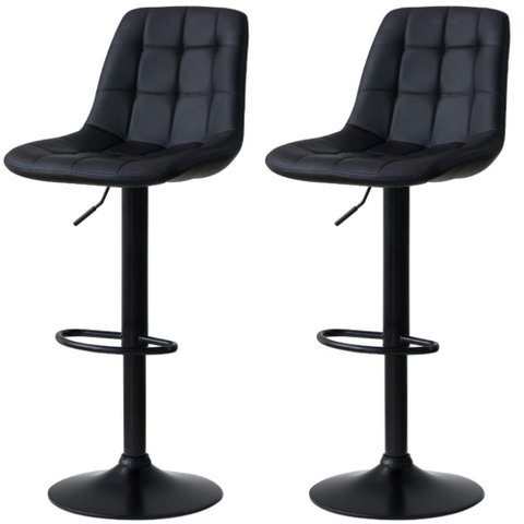 Kit 2 Banqueta Alta Elegance Estofada com Base Giratória e Regulagem de Altura - Preto