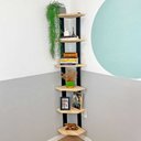 Ver imagem 1 de Estante de Canto de Madeira Pinus 6 Prateleiras Linea Natural e Preto