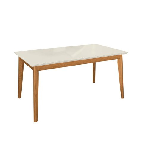 Mesa de Jantar em Madeira Maciça Kappesberg Canela/off White 160cm