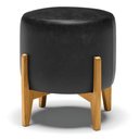 Ver imagem 1 de Puff Stella Corano Preto Base Madeira Castanho - D’Rossi