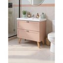 Ver imagem 2 de Gabinete para Banheiro com Cuba e Espelho Organico 80cm Retro Mdf Rosa Milano - On Móveis