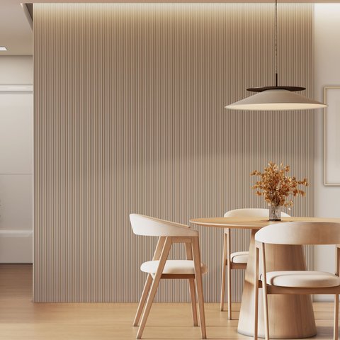 Kit 4 Placas de Painel Ripado Toronto 250cm x 58cm x 3,3mm (Rende 5,8m²) Ecorevest Bege