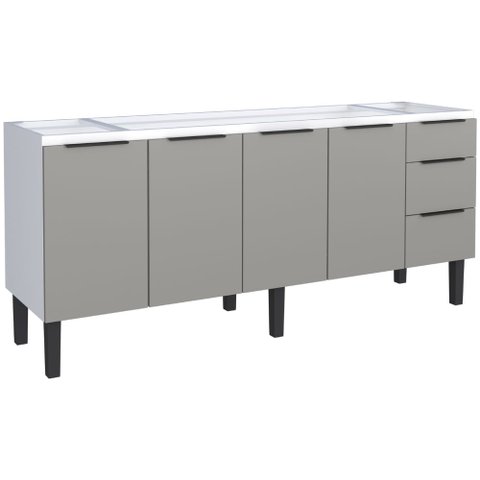 Gabinete em Aço Júpiter Cinza e Branco para Pia de 2 Metros, 1,92 Metro - P101885 - Cozimax
