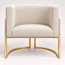 Ver imagem 7 de Poltrona Decorativa Luna Bouclé Premium para Sala Escritório Recepção Base Circular em Ferro Madeira