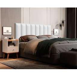 Cabeceira De Cama Box Módulo Estofado 60x20 - Corino Branco - 1