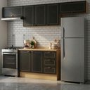 Ver imagem 1 de Cozinha Modulada 4 Peças 3 Aéreos e 1 Balcão com Tampo Conecta Frise Yescasa Cinamomo/Preto