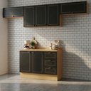 Ver imagem 2 de Cozinha Modulada 4 Peças 3 Aéreos e 1 Balcão com Tampo Conecta Frise Yescasa Cinamomo/Preto