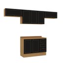 Ver imagem 3 de Cozinha Modulada 4 Peças 3 Aéreos e 1 Balcão com Tampo Conecta Frise Yescasa Cinamomo/Preto