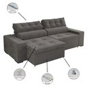 Ver imagem 5 de Sofá Premium com Molas Bonel Retrátil e Reclinável Florenza 2,30m Cinza- Casa Prime